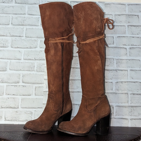 FreeBird Brock Over the Knee Brown Suede Boots size 8 - Picture 4 of 14